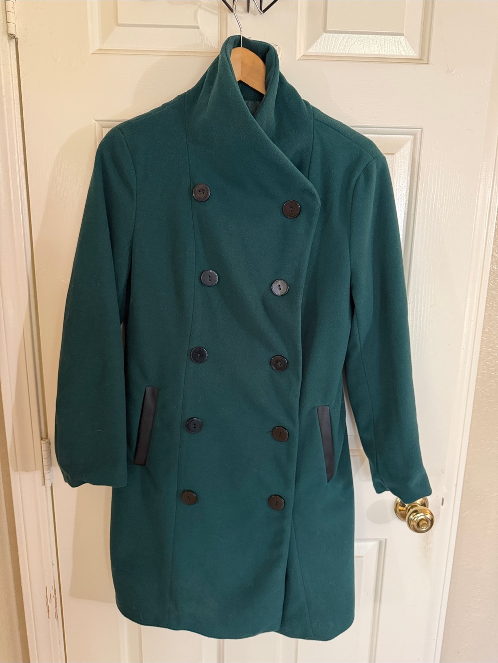 Harve Benard Green Double-Breasted Pea Coat